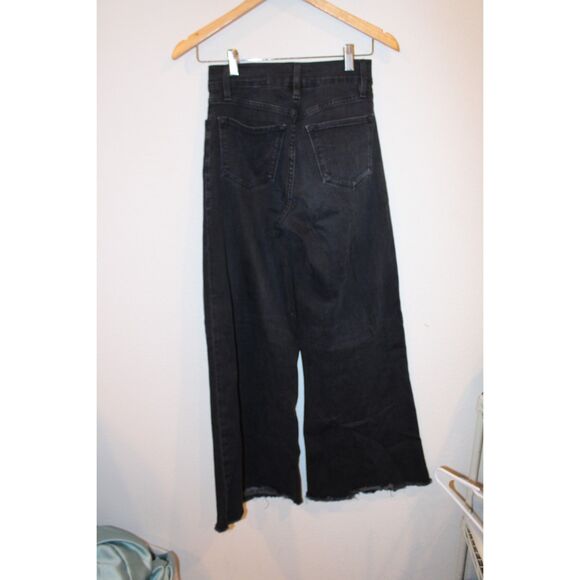 Frame Denim Le Palazzo Exposed Button Wide Leg Jean Black size 24 raw hem - Picture 3 of 9